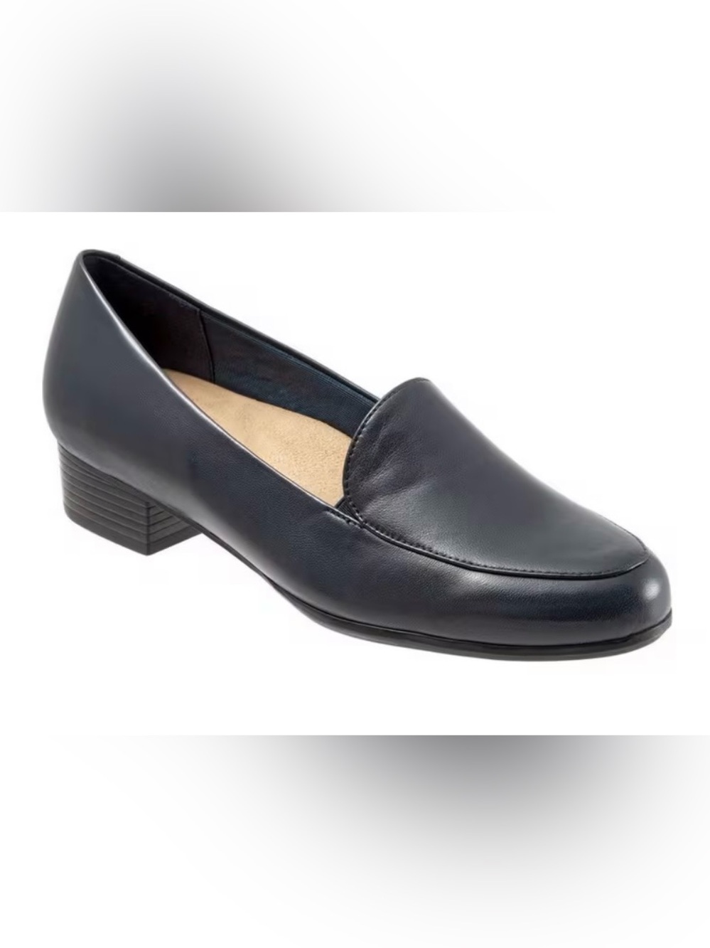Trotters women’s 9w navy blue leather  slip on casual loafer shoes NWOB